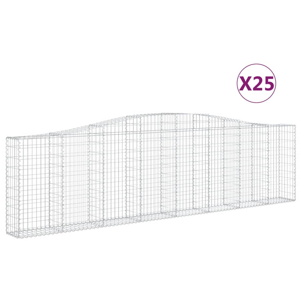 Cestas de gaviones arqueadas 25 uds. 400x30x100/120 cm hierro galvanizado
