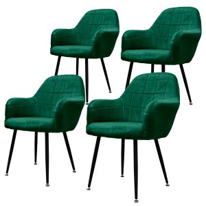 Lot De 4 Chaises Design ML DESIGN Modern Liv - Vert Foncé Aspect Velours