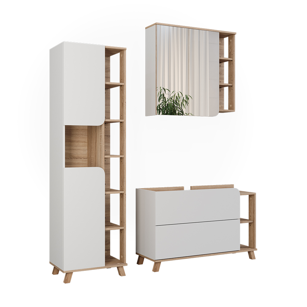 Vicco Zestaw mebli łazienkowych Karen, Sonoma/Biały, 3 części