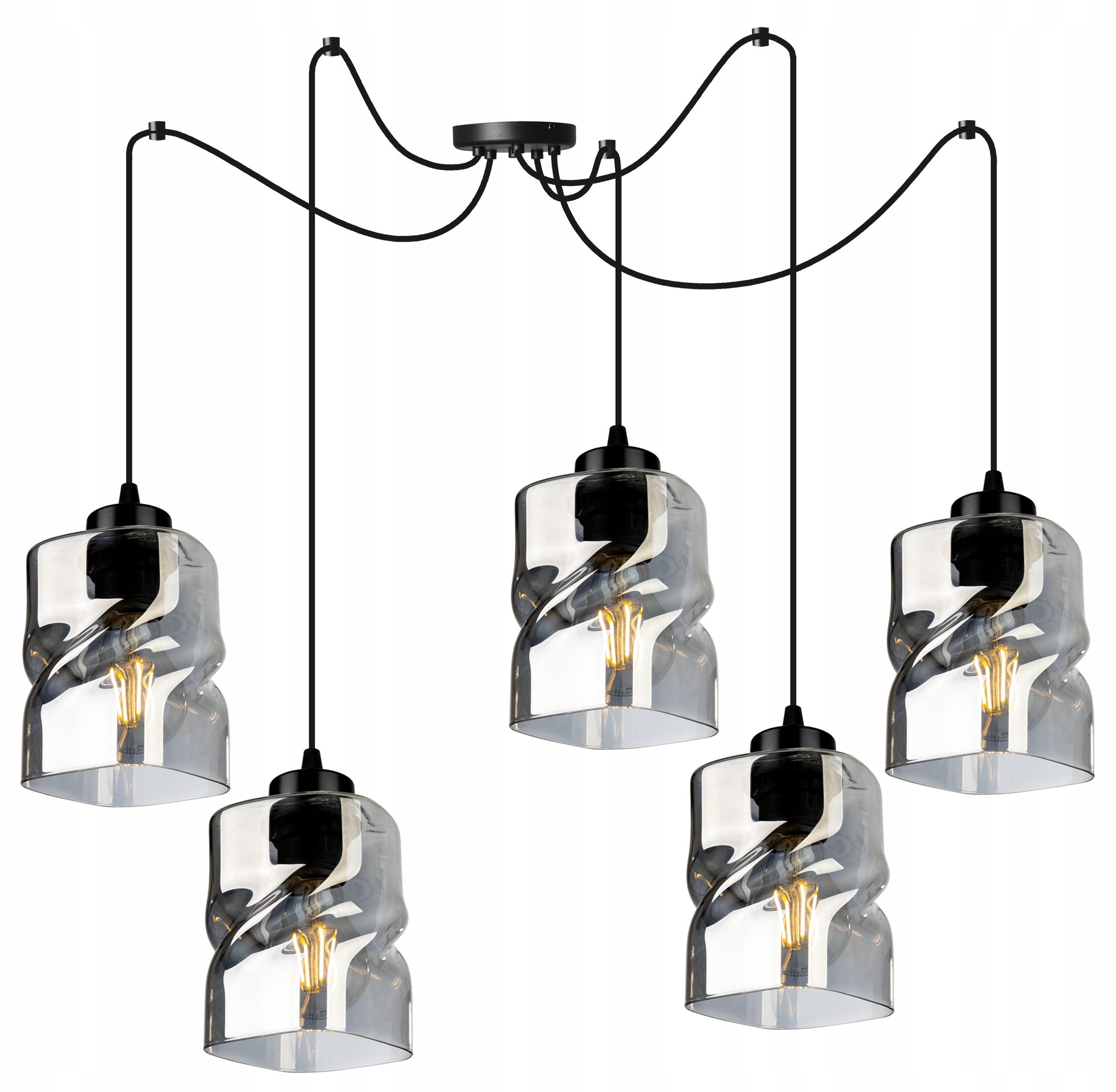 Lampa sufitowa wisząca Spider Niki boho 5xE27 abażur nieregularny grafitowy Light Home LH