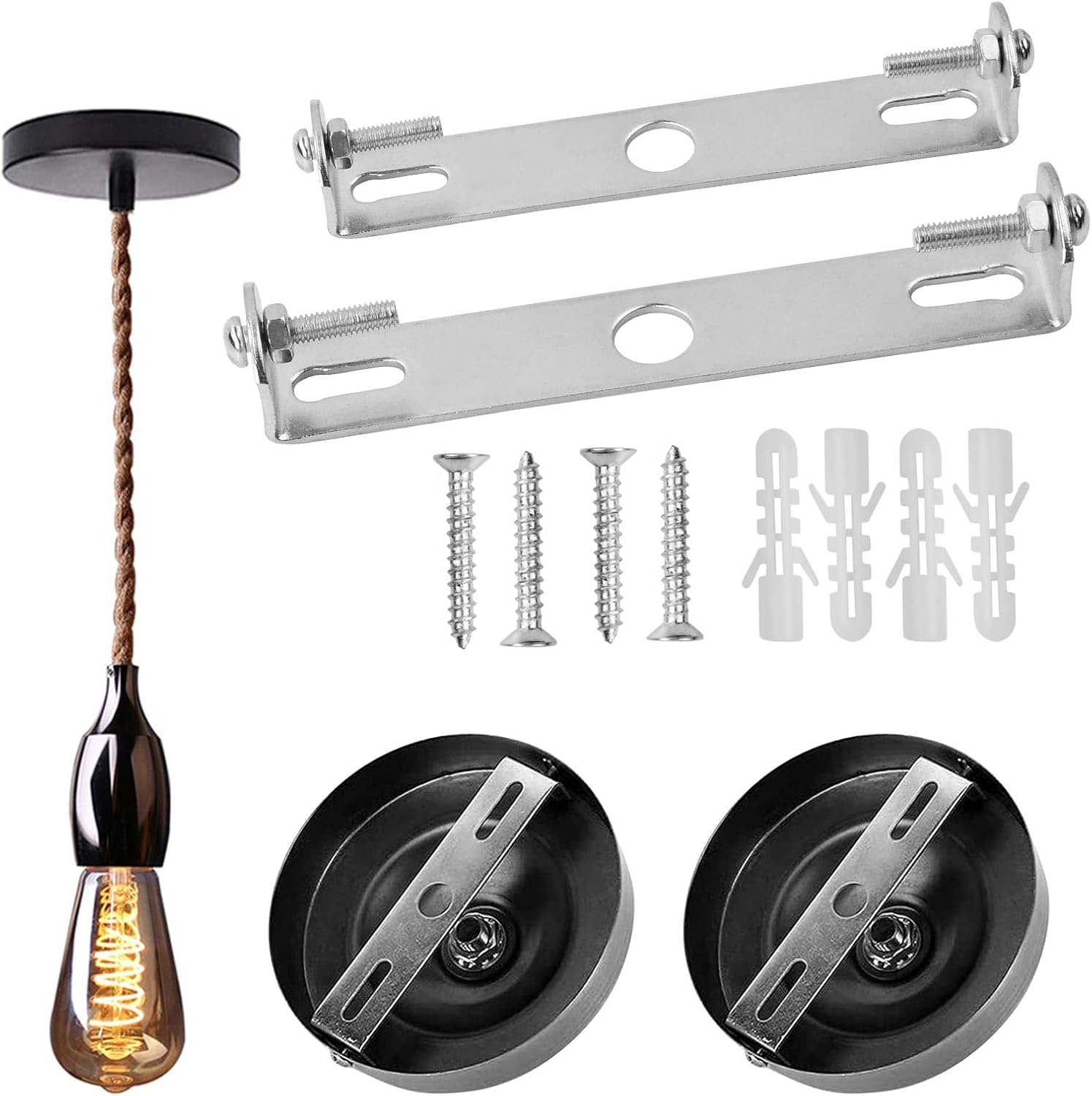 4 Pièces Support de Fixation Plafonnier 90mm/105mm Luminaires Support de Plaque de Plafond Plaques de Lampe de Plafond pour Plafonnier de Bureau - 4