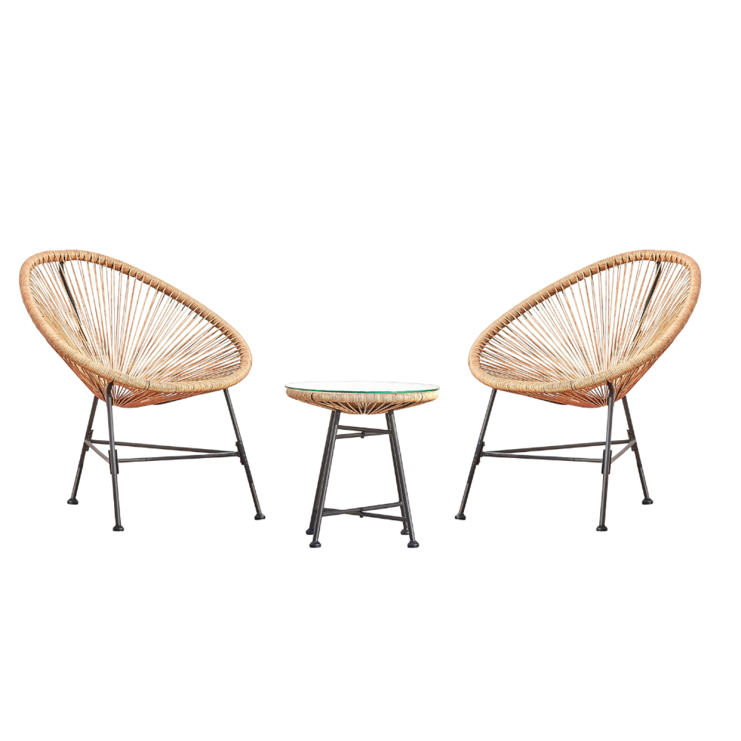 Salon bas de jardin en Acier Beige 2 personnes - 2