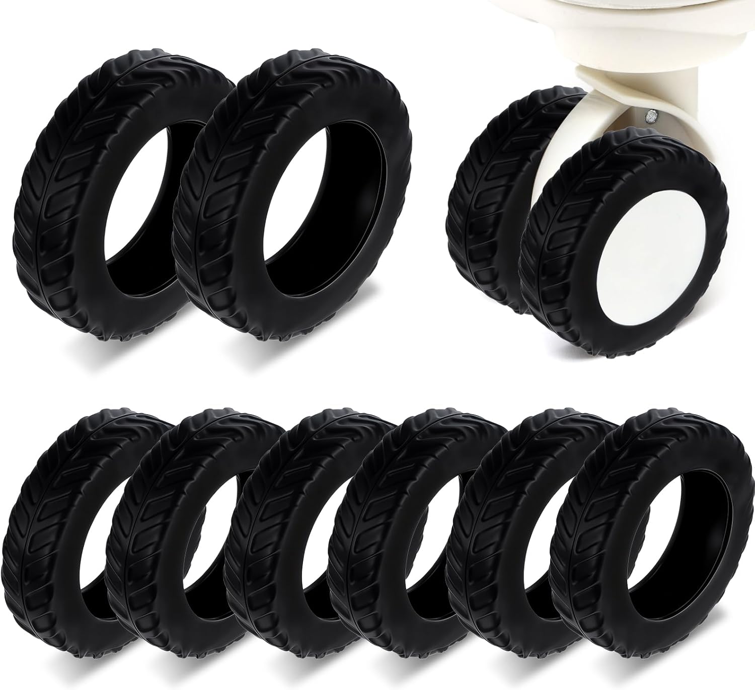 Lot 8 Housses Protection Roues Valise Silicone - Anti-Rayures Anti-Poussière Noir Universel