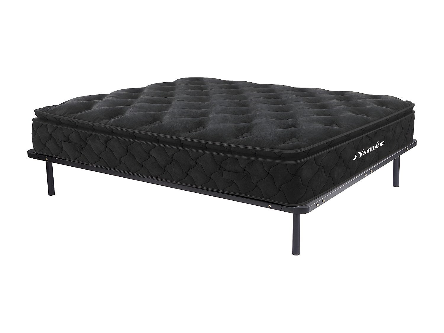 Komplet 2 stelaży z listewkami 90 x 200 + materac ze sprężynami kieszeniowymi - BLACK DREAM marki YSMÉE - 180 * 200 cm