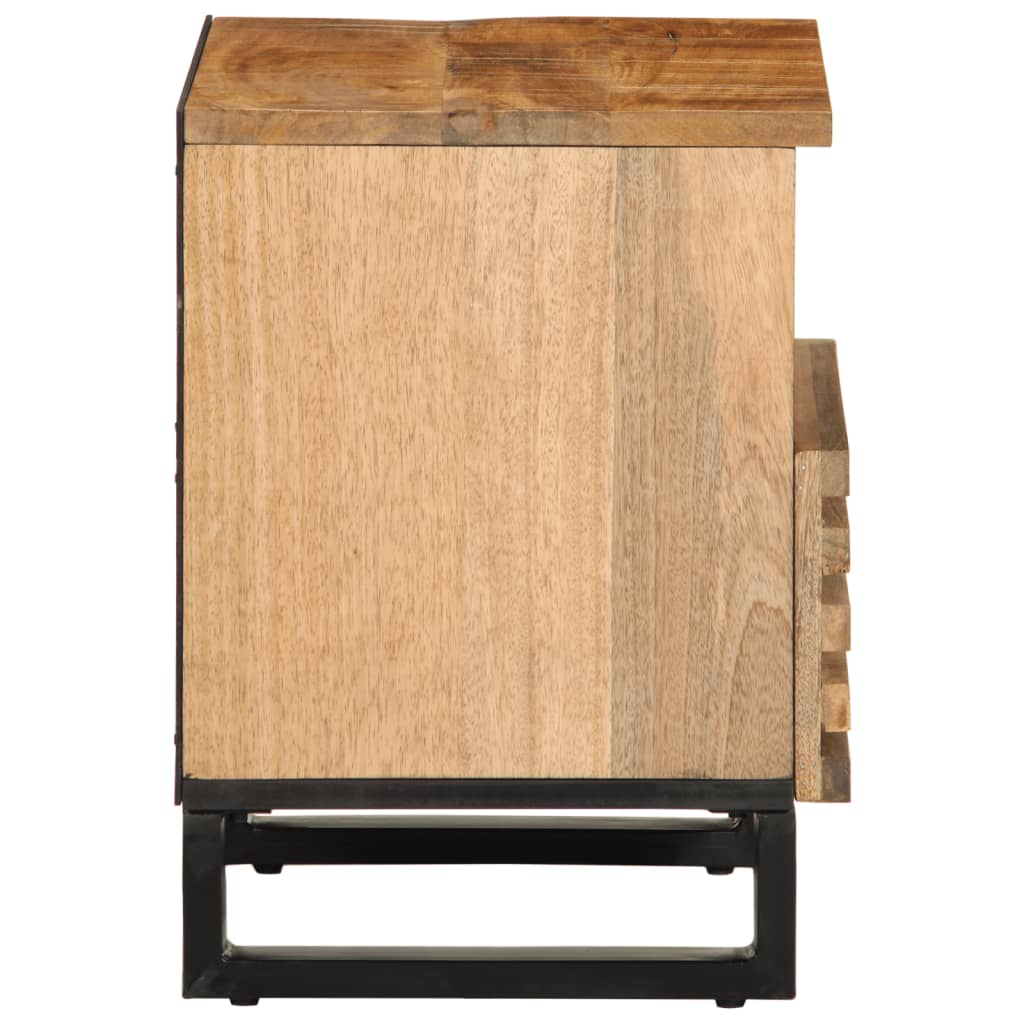 2 pcs Mesas de cabeceira，Mesita de noche，Mesa Auxiliar 40x34x46 cm mangueira áspera maciça CFW559879 - 5