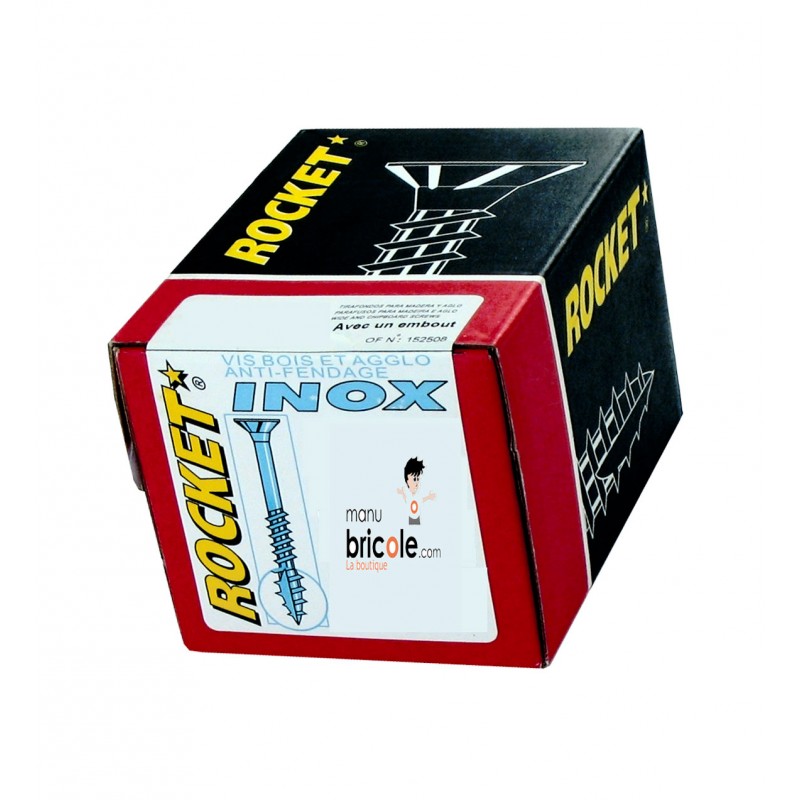 Vis inox A2 Rocket - Tête fraisée - Tx 20 - 4x40/22- Boite de 200 - 2