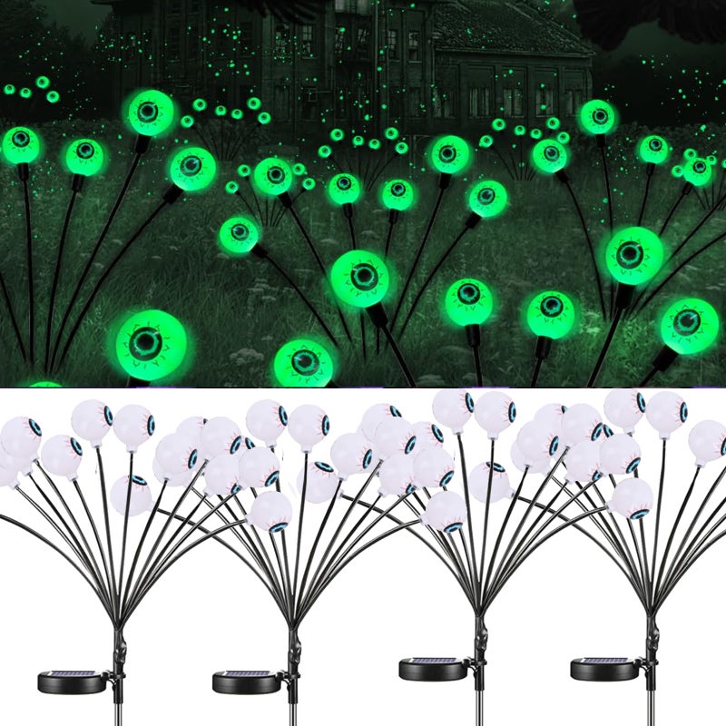 Dekoracje na Halloween, straszne lampy solarne zewnętrzne, 4 opakowania po 48 diod LED, kołyszące się lampki-świetliki, lampki ścieżkowe
