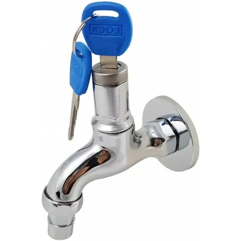 Kran zlewozmywakowy ze stopu aluminium z gwintem 1/2 cala i blokadą na klucz, zamykany na klucz, odpowiedni do pralki