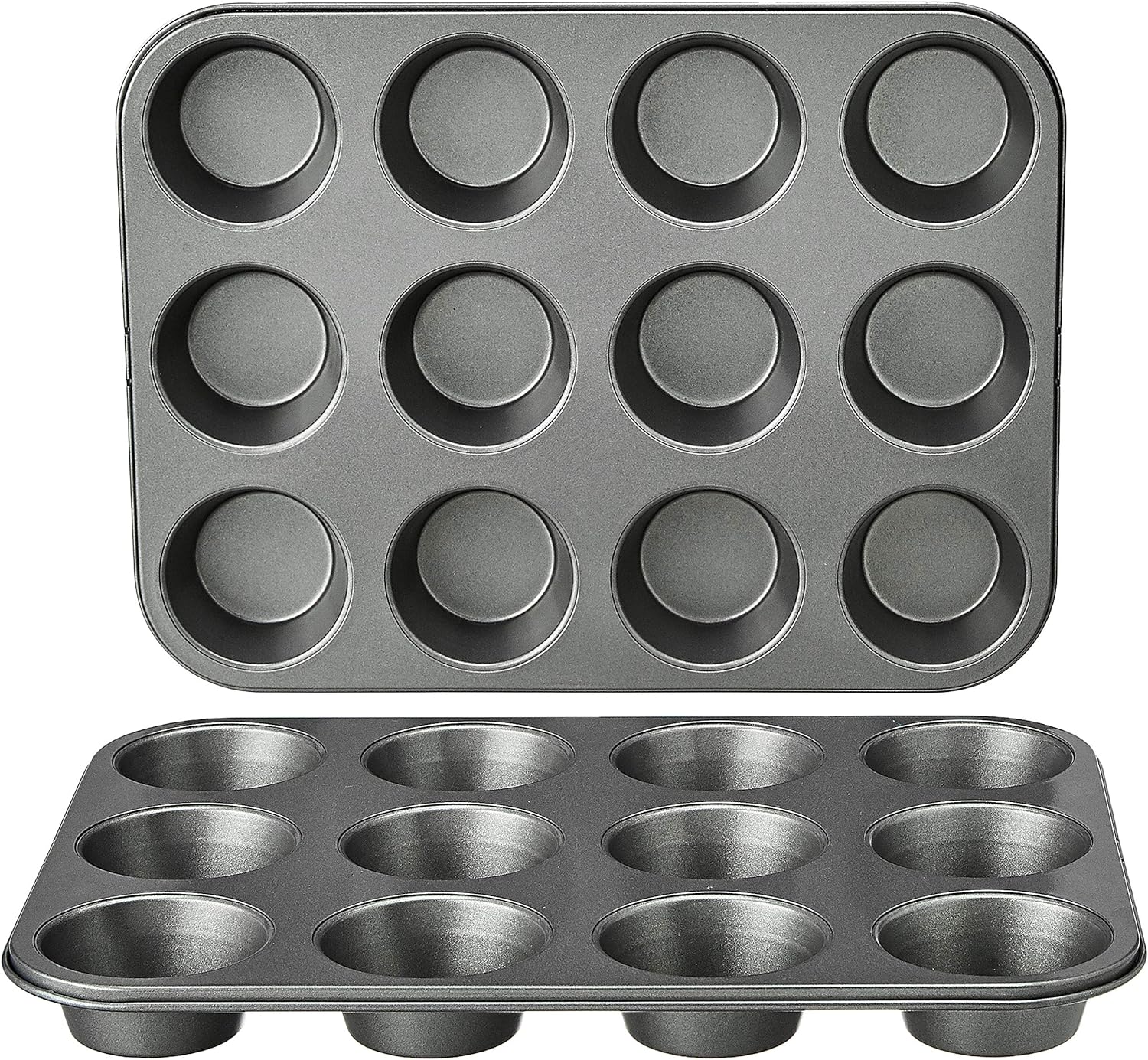 Teglia rotonda antiaderente in acciaio al carbonio color oro con manici in silicone blu, Bakeware in metallo di qualità per cucinare e cuocere torte pagnotta, muffin e altro, compatibile con il