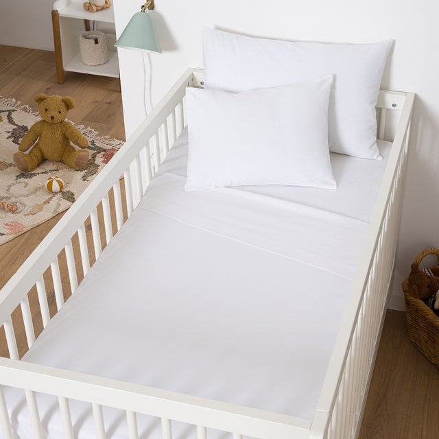 Drap plat bébé coton, Scenario - Blanc - 80 x 110 cm