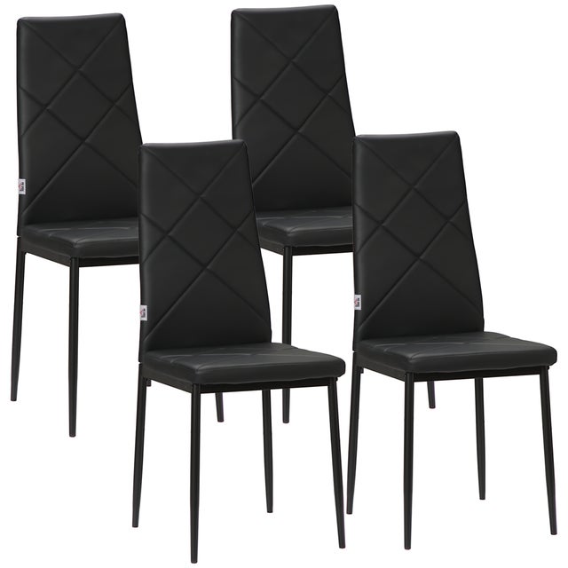 Conjunto de 4 Cadeiras HOMCOM Preto Espuma, Aço e PVC 41x50x97cm