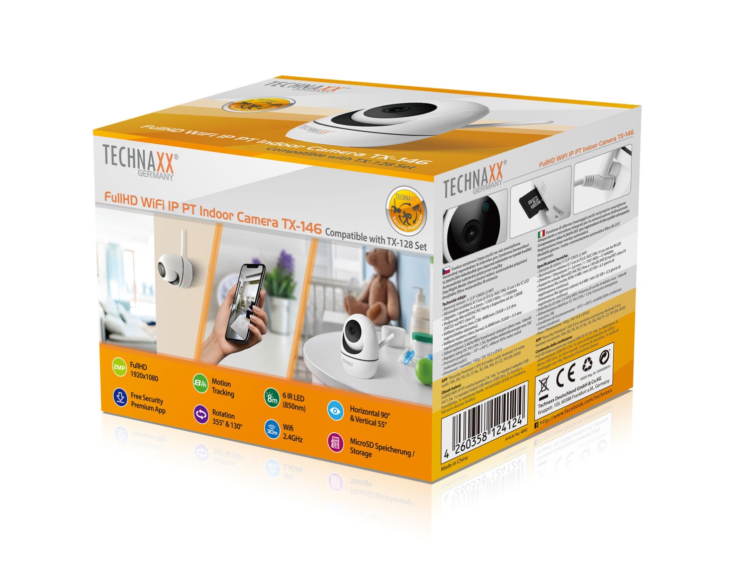 Technaxx TX-146 Caméra de sécurité IP Intérieure Sur bureau/mural - 3