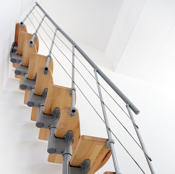 Escalier droit 12 marches - Hauteur à franchir 2.23 à 2.94m - Largeur 65cm - Structure noire et marche hêtre - NIZZA60/I/NH-12 - 6