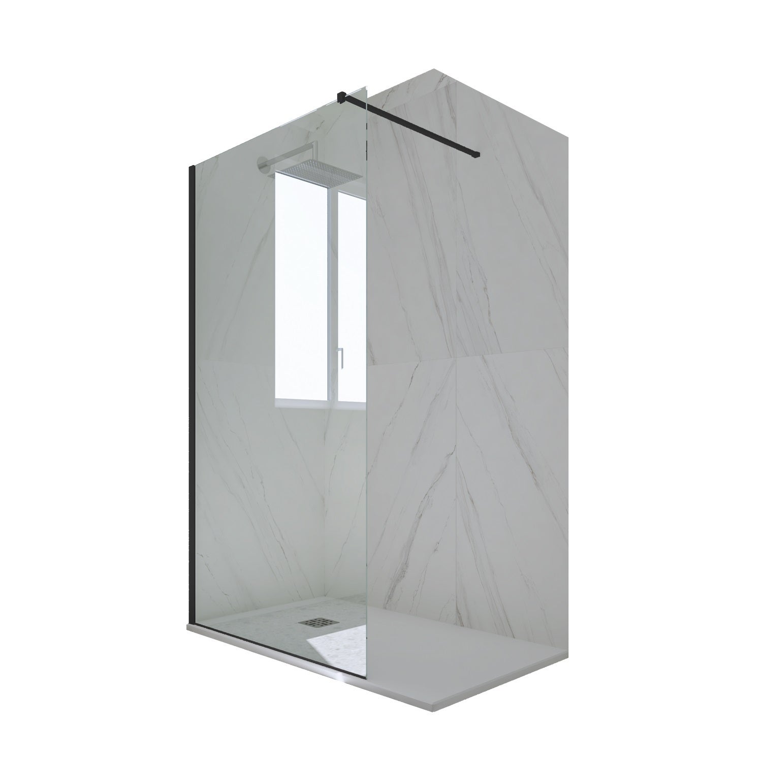 Douche italienne Walk in 120 cm H 200 en PVC Noir Matt Verre ...