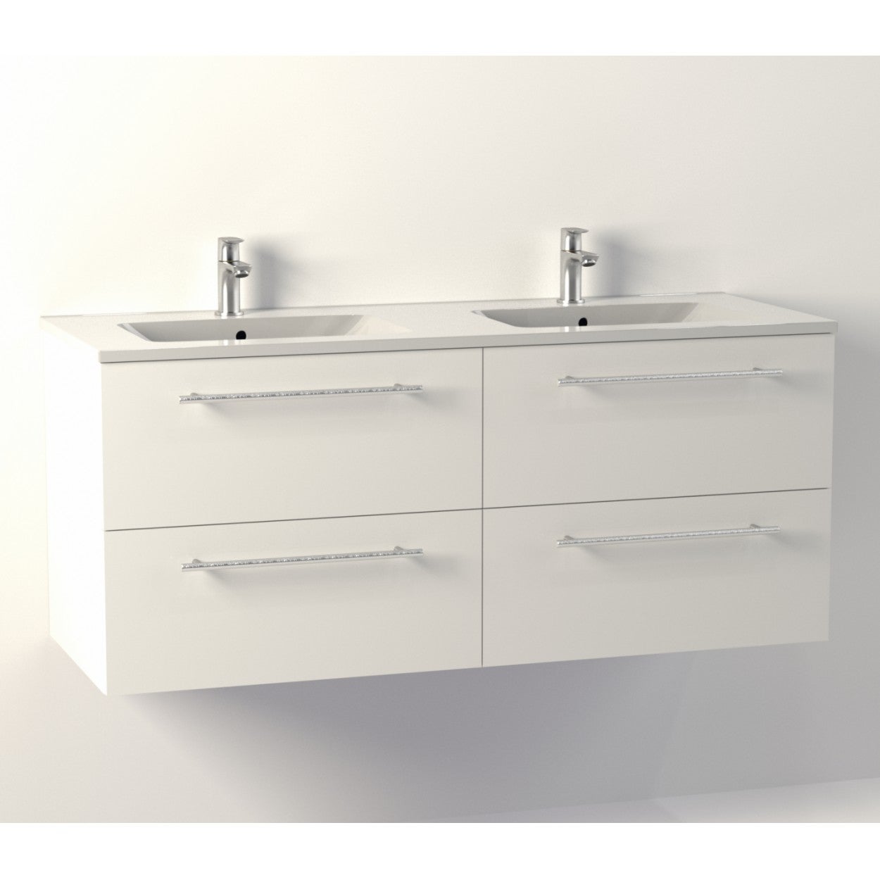 Meuble double vasque NEPTUNE Blanc 4t l120xH51xP46 cm SANS miroir Meuble double vasque NEPTUNE Blanc 4t l120xH51xP46 cm SANS miroir