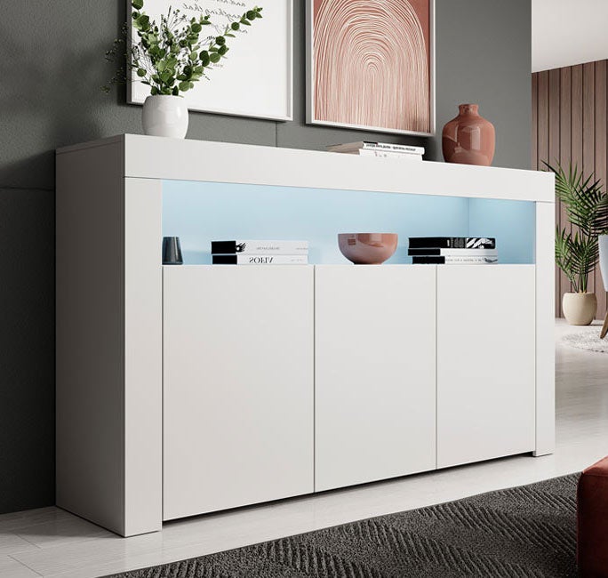 SECOLI Credenza Madia In Legno Multistrato Bianca – 91x29,5x75 Cm, Moderna, Per Cucina E Soggiorno, Con Piedini Regolabili