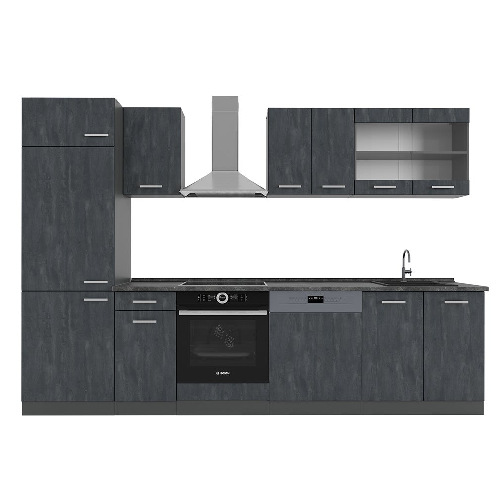 Cuisine Vicco R-Line 300 Cm – Ensemble Cuisine Intégrée – Bordeaux Brillant – Neuve