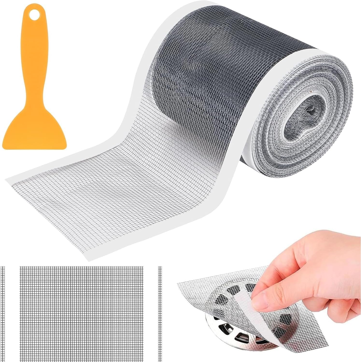Autocollant Jetable Salle Bain Filtre Autocollant Jetable Pour Drain - Attrape-Cheveux Salle De Bain/Cuisine - 70mm X 10m Filtre Drain Attrape- cheveux