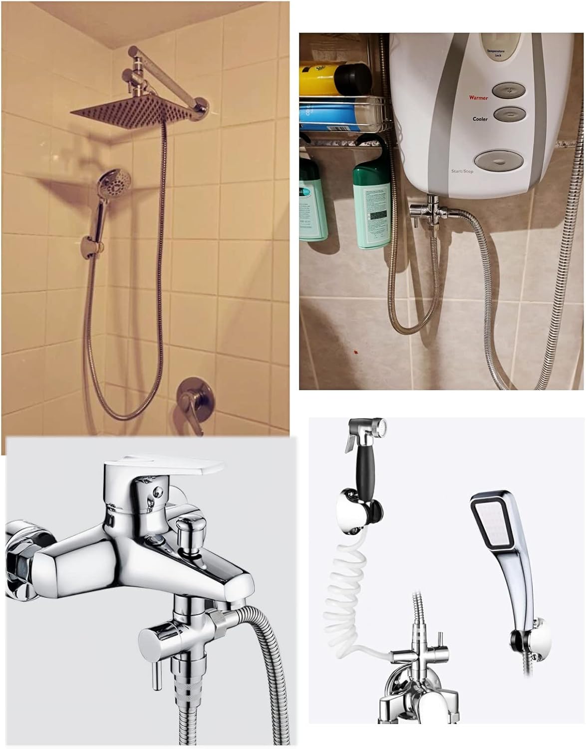 1/2 Pouce Vanne dérivation de bras douche 3 Voies séparateur pommeau douche laiton,métal avec rondelles caoutchouc, inverseur débit adaptateur douche - 4