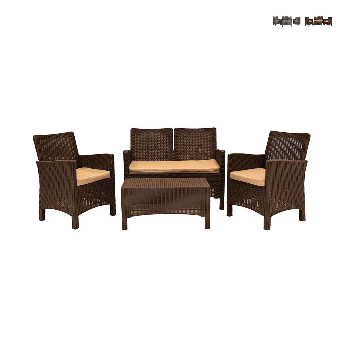 Salotto da giardino divano posti poltrone tavolino effetto