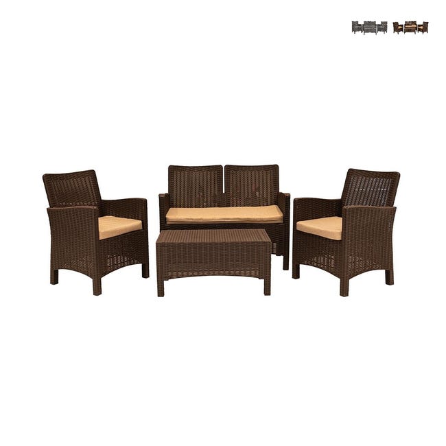 Salotto da giardino divano posti poltrone tavolino effetto