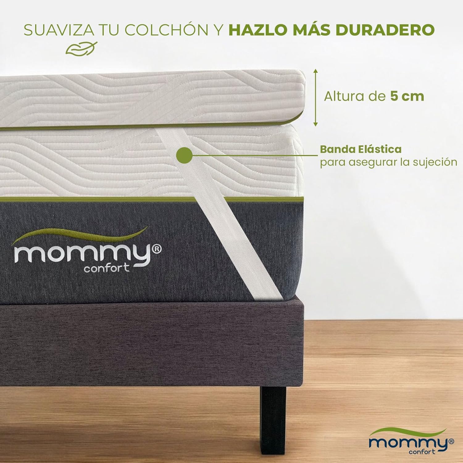 Cobertura viscoelástica 150x190x6 cm - Capa lavável e amovível com fecho de correr - Núcleo 100% viscoelástico -- Respirável, Alívio das dores - 3