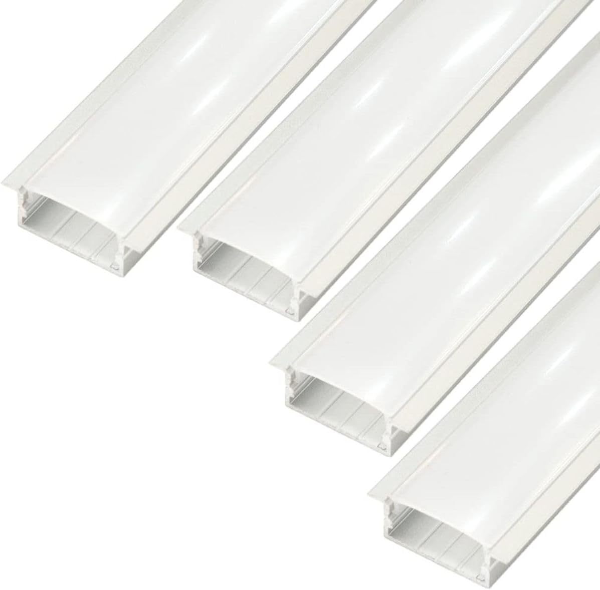 Opakowanie x4 Biały aluminiowy profil wpuszczany 1m do taśmy LED z półprzezroczystą osłoną 24,5x17,5mm