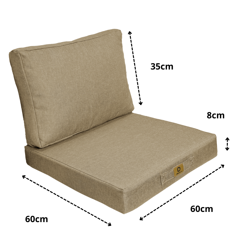 Coussins pour fauteuil effet lin déhoussable 60x60cm beige - 5