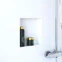 Niche Salle De Bain Encastrée Acier Inox 304 2 Étages - Repose-Pieds + Porte-Papier Toilette - Blanc
