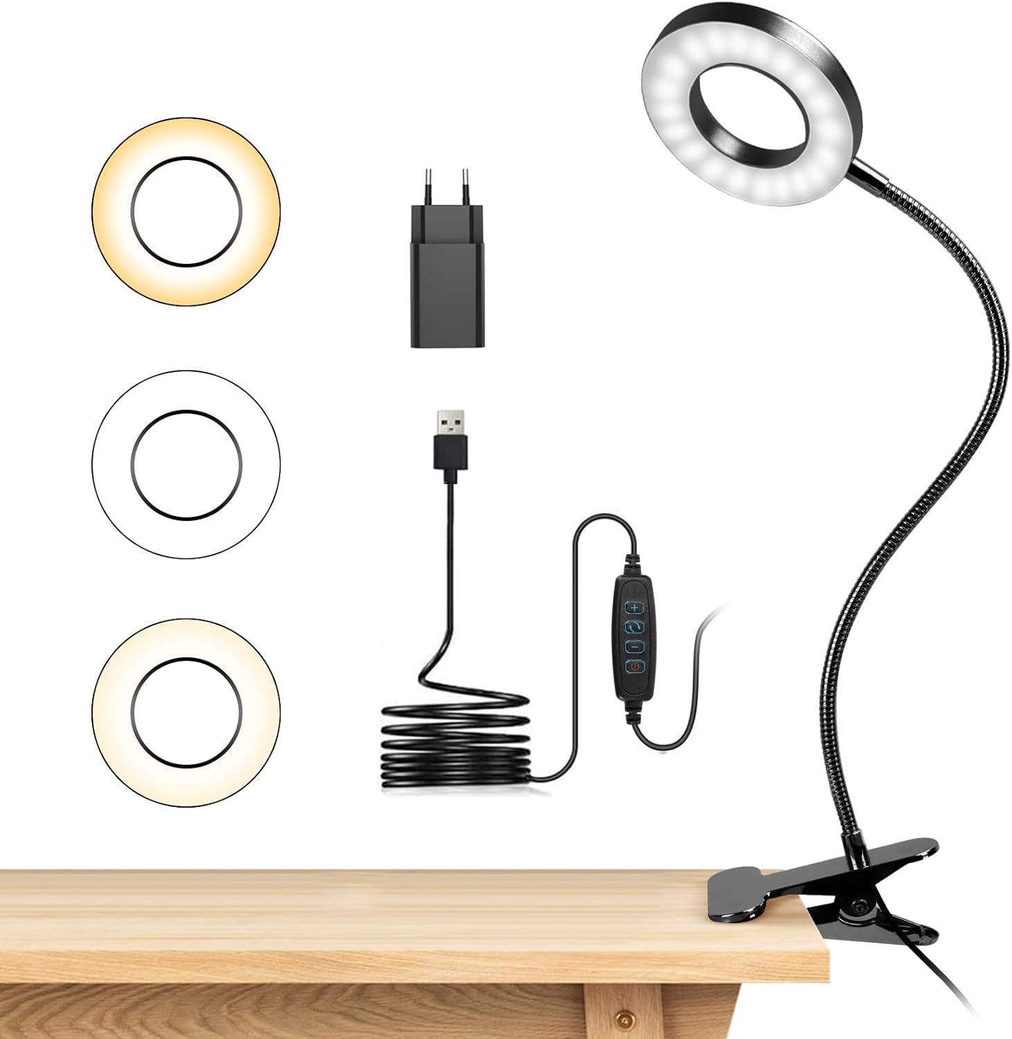 48 LED Lampe de Bureau Clip USB Livre Lumière 360 ° Flexible Protection Des Yeux Col De Cygne Lecture Lumière Luminosité Réglable 3 Niveau  39