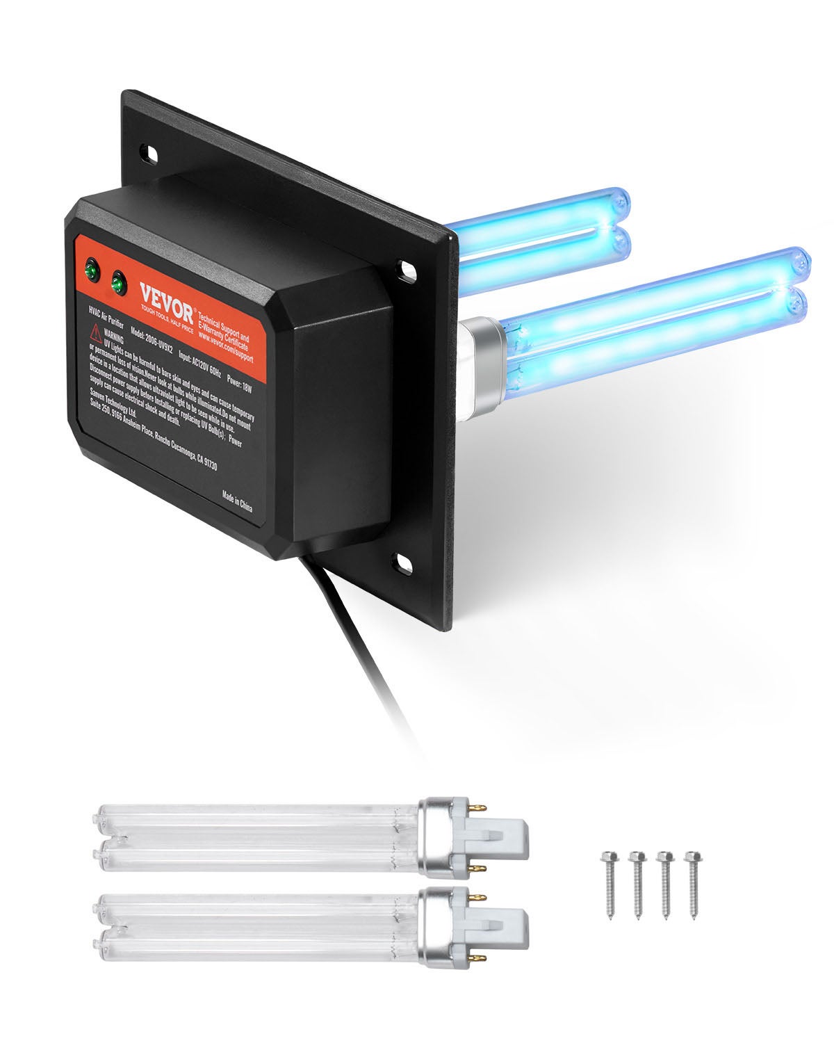 Lampe UV Purificateur D'air COOSPIDER 9W - Pour Conduit De Ventilation - Désinfection UVC