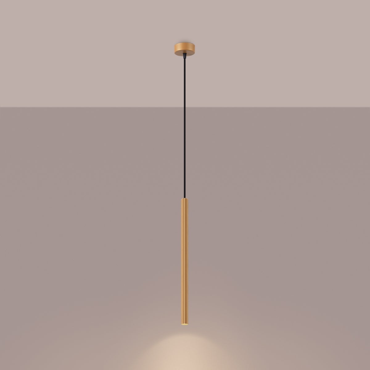 Lampa wisząca ELARA 1 złota LED 3000K - 8x8x120cm Sollux