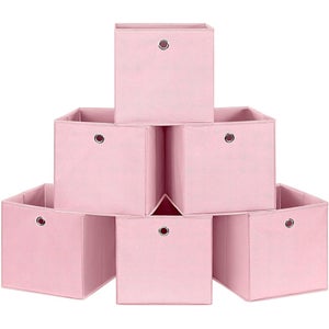 Contenitori Cubici Organizer 30,5x30,5x30,5 Cm - Confezione Da 2, Tessuto Con Finiture In Pelle, Pieghevoli Per Armadio, Giocattoli E Ufficio