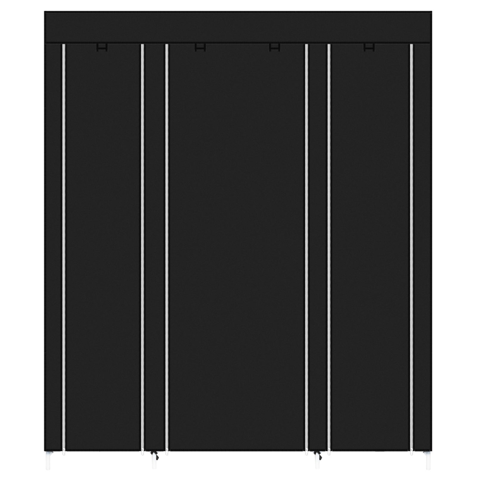 Armoire non tissée portable avec 12 compartiments et rail de suspension, assemblage rapide et facile, noir, 147 x 44 x 174 cm. - 9