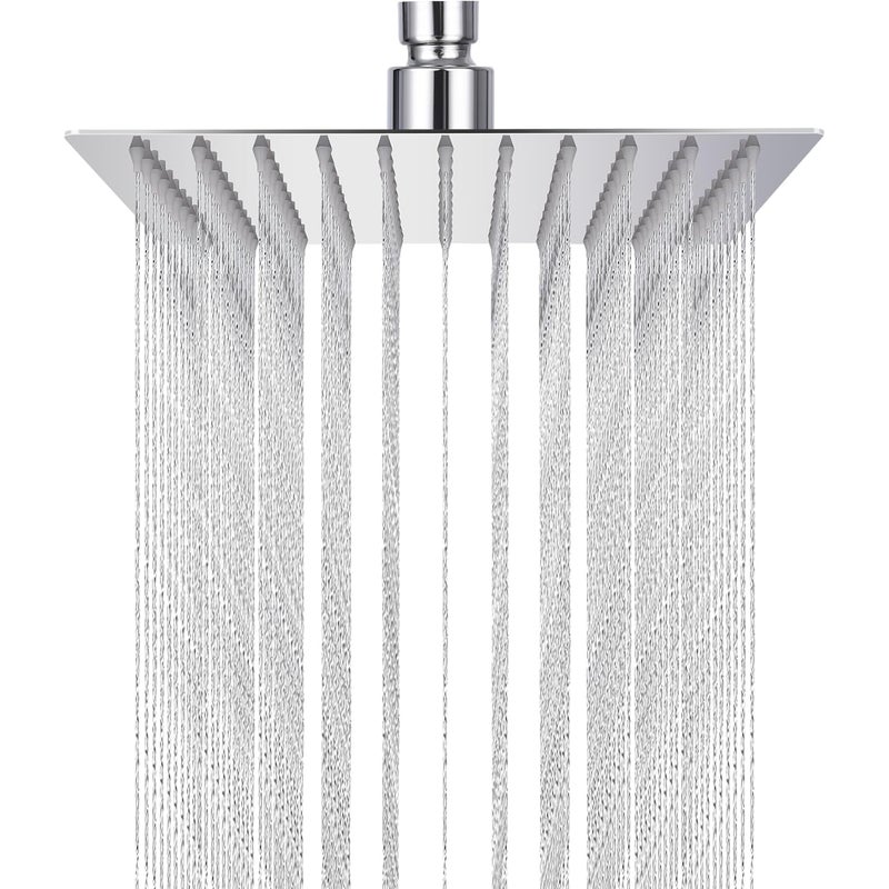 Kwadratowa deszczownica - 25 cm - stal nierdzewna 304 Kwadratowa głowica prysznicowa, obrotowa głowica prysznicowa sufitowa 360°