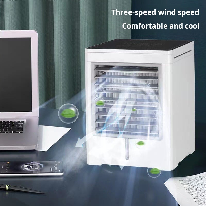 Condicionador de ar portátil, refrigerador de ar evaporativo com 3 velocidades de vento,ventilador de resfriamento de mesa com tela sensível ao toque - 6
