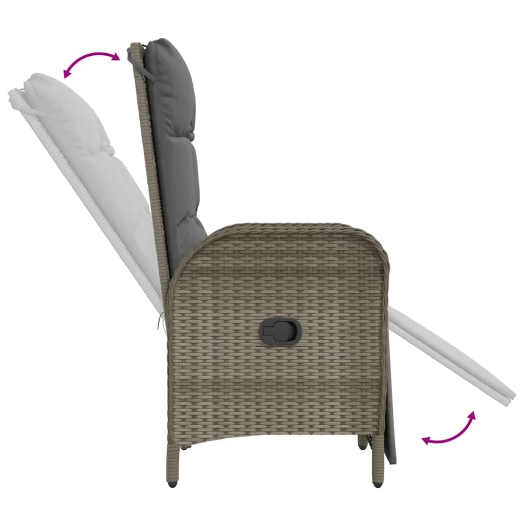 Maison Exclusive - Set da Pranzo da Giardino 7 pz con Cuscini in Polyrattan Grigio - 6