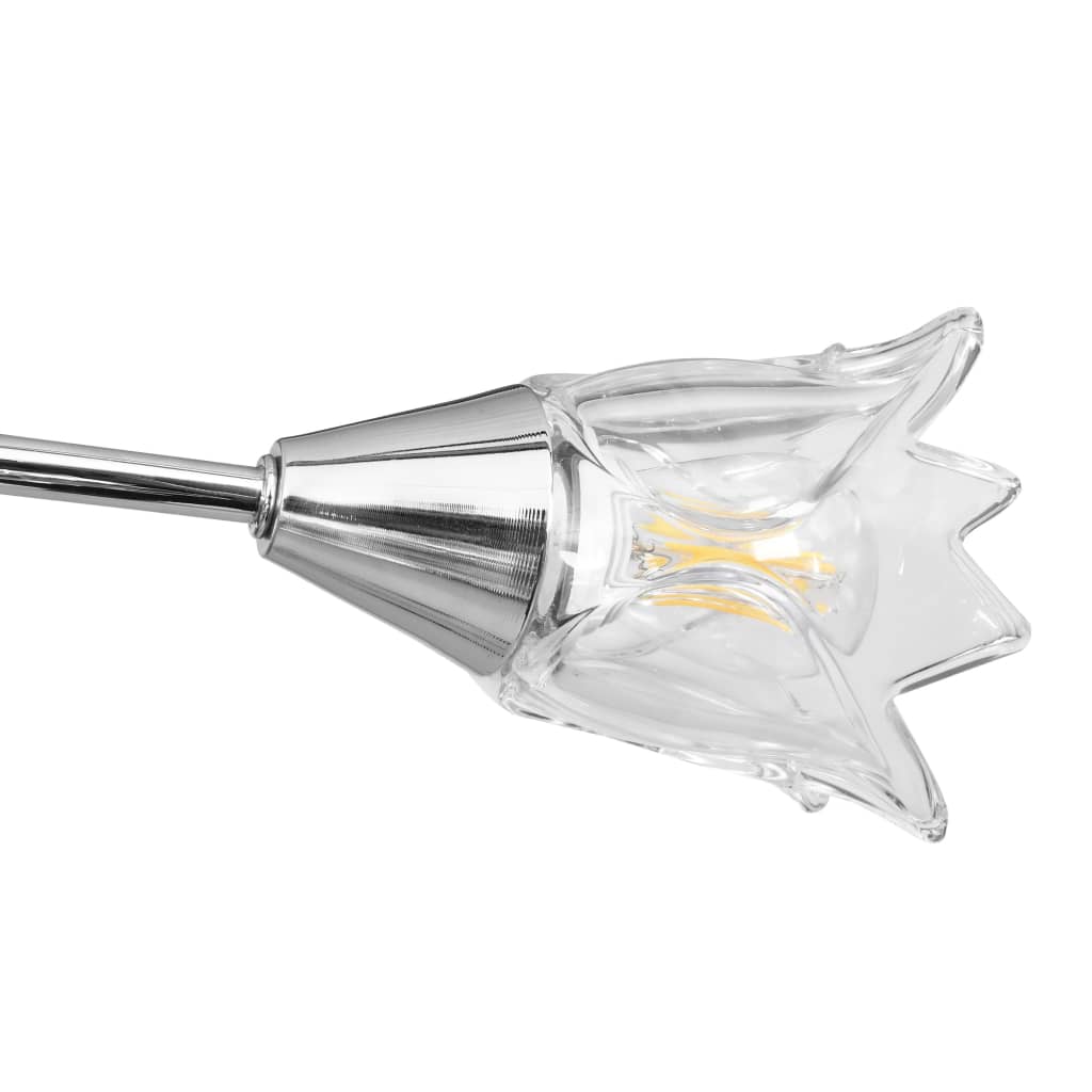 vidaXL Plafonnier et abat-jour verre transparent 5 ampoules E14 Tulipe - 6