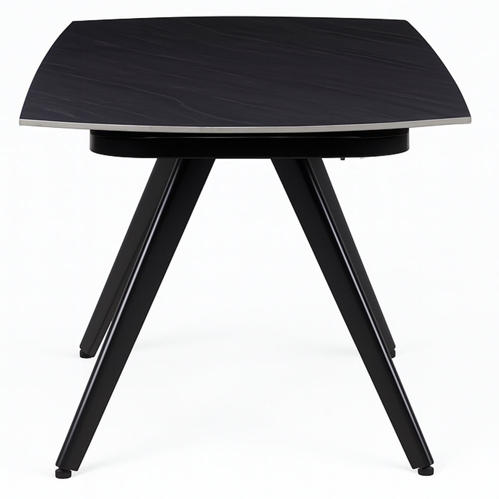 Tavolo Allungabile Rotante Ceramica Effetto Marmo Nero da 6-8 Posti Salvaspazio - 5