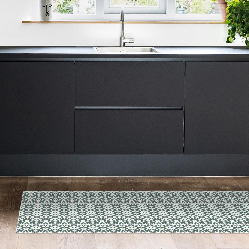 XFLHXY Tapis de Cuisine À Imprimé Floral, Antidérapant, Lavable et