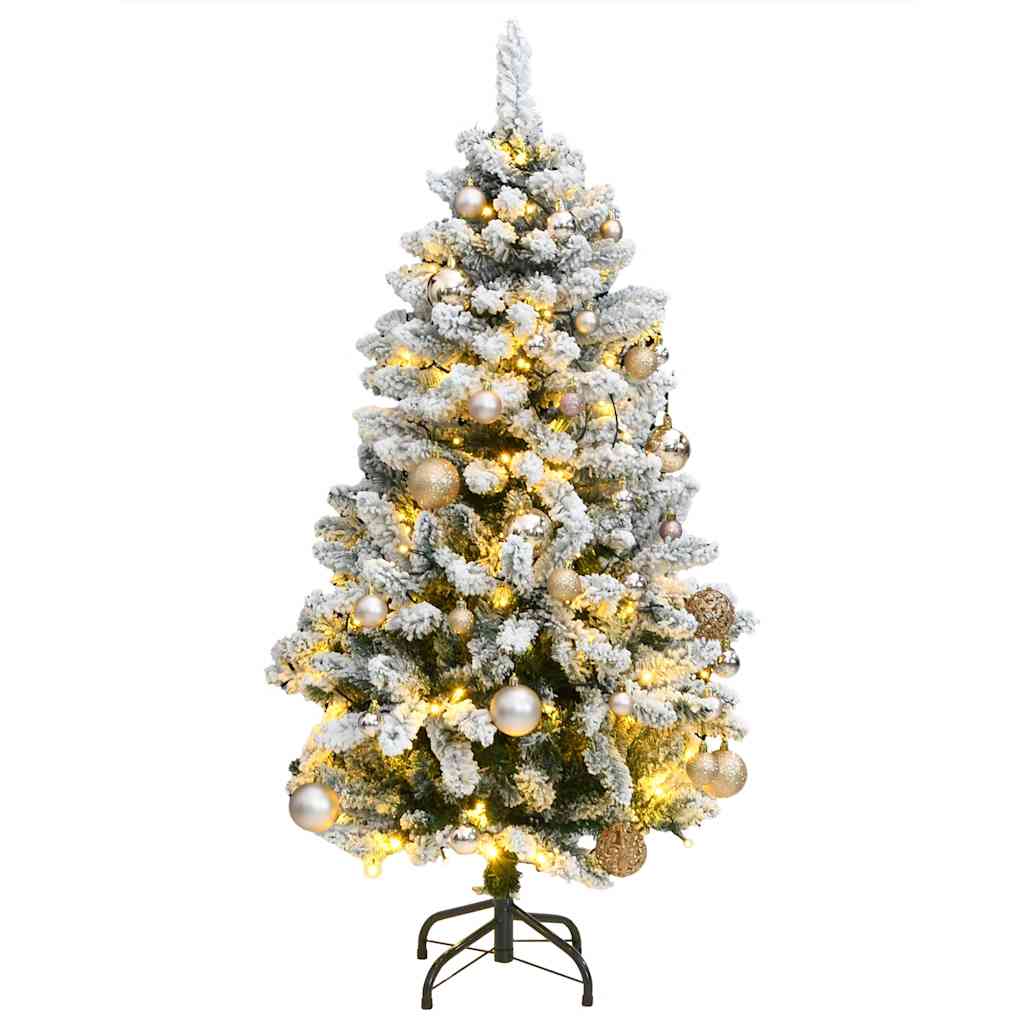 Sztuczna choinka na zawiasach, 150 lampek LED i bombki, 120 cm vidaXL