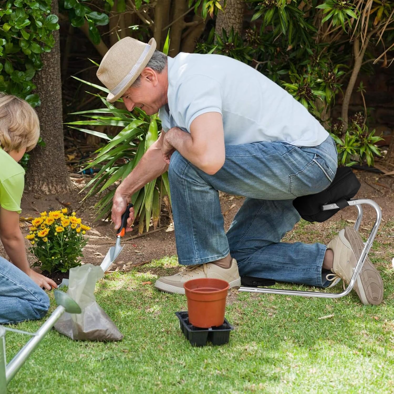 Genouillère de jardinage- Coussin de protection pour genoux de ferme - Facile à déplacer - Pour jardiniers et travaux agricoles - 5
