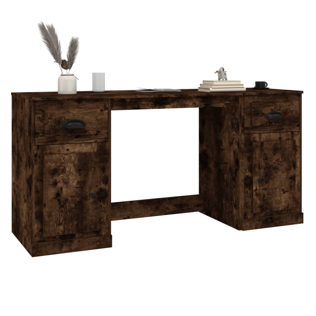 Bureau avec armoire，Table de travail，Table d'étude chêne fumé bois d'ingénierie CWV64065 - 4