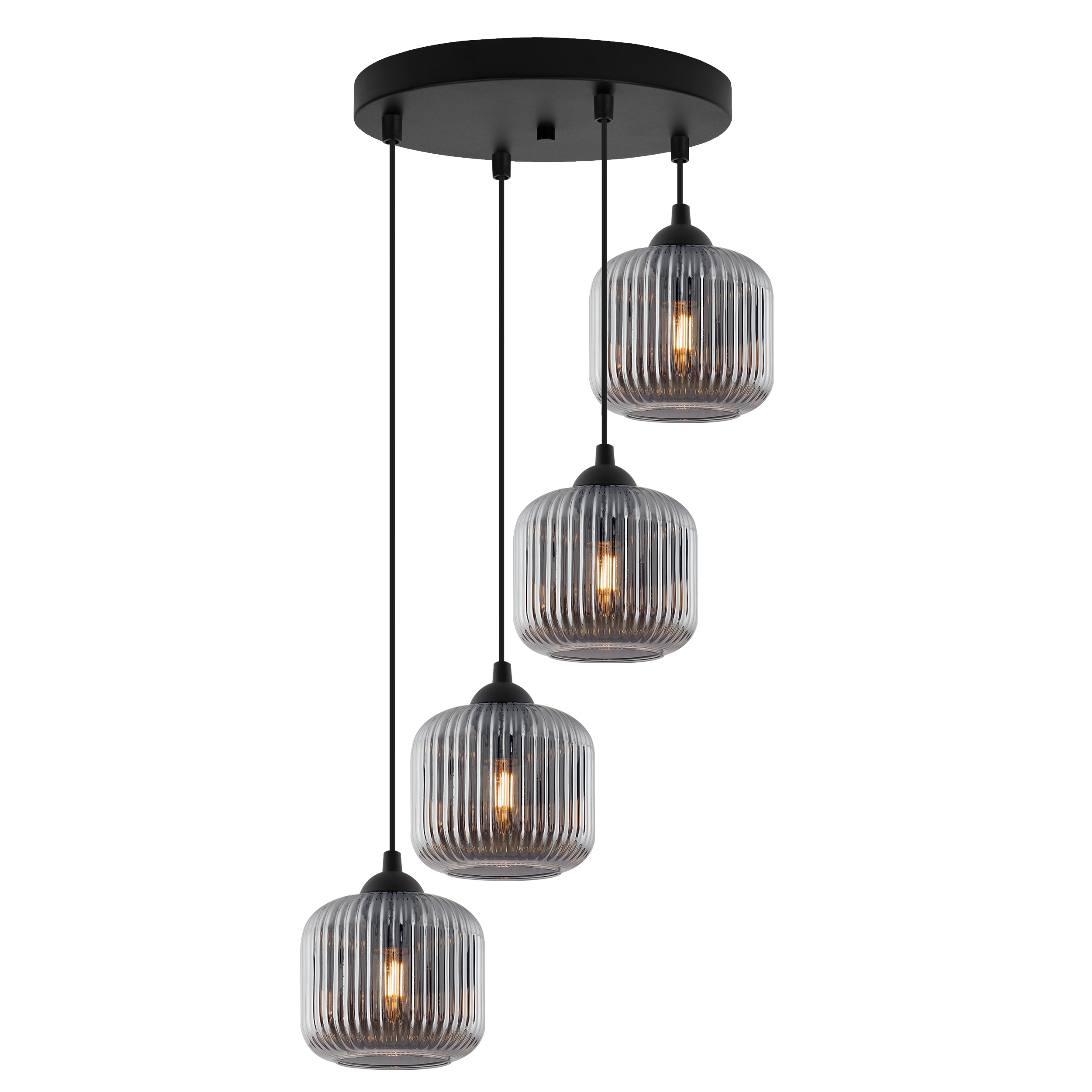 Lampa sufitowa wisząca okrągła Riffle loft 4xE27 klosz walec grafit Light Home LH