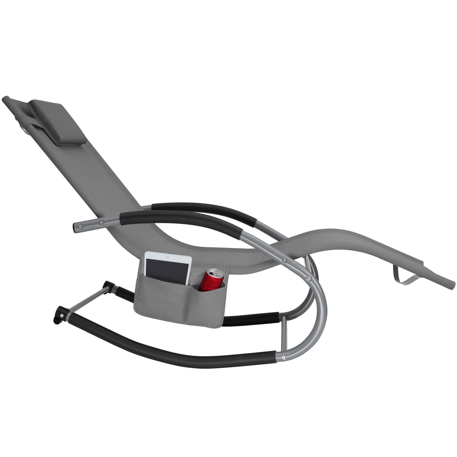 Lettino prendisole ergonomico con funzione dondolo grigio spiaggia TECTAKE - 3