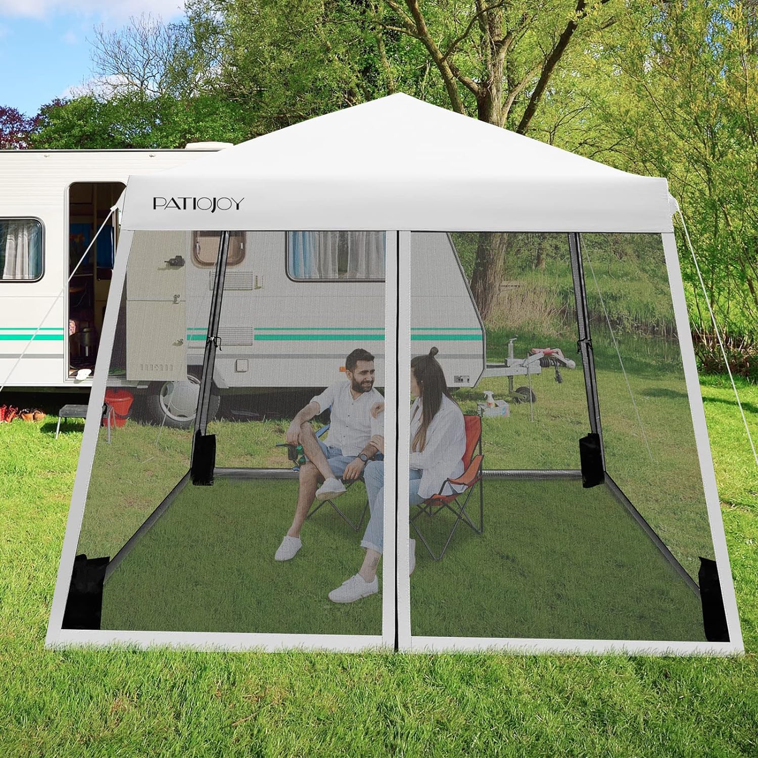 Tonnelle Pliante 3 M x 3 M Imperméable Protection UV (Blanc) - 2