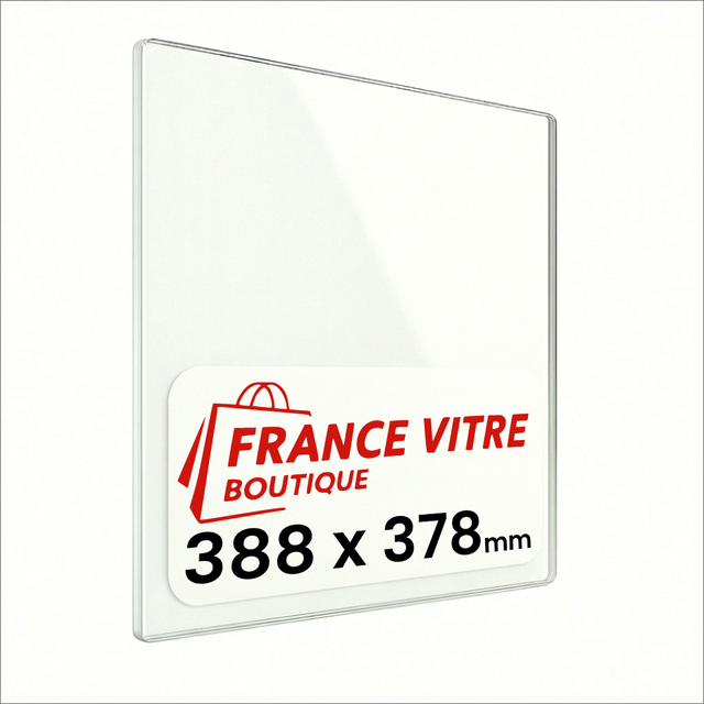 388 x 378 x 4 mm - Vitre de cheminée pour insert et poêle à bois - verre de rechange - France Vitre - jusqu'à 800°C - 378x388 mm