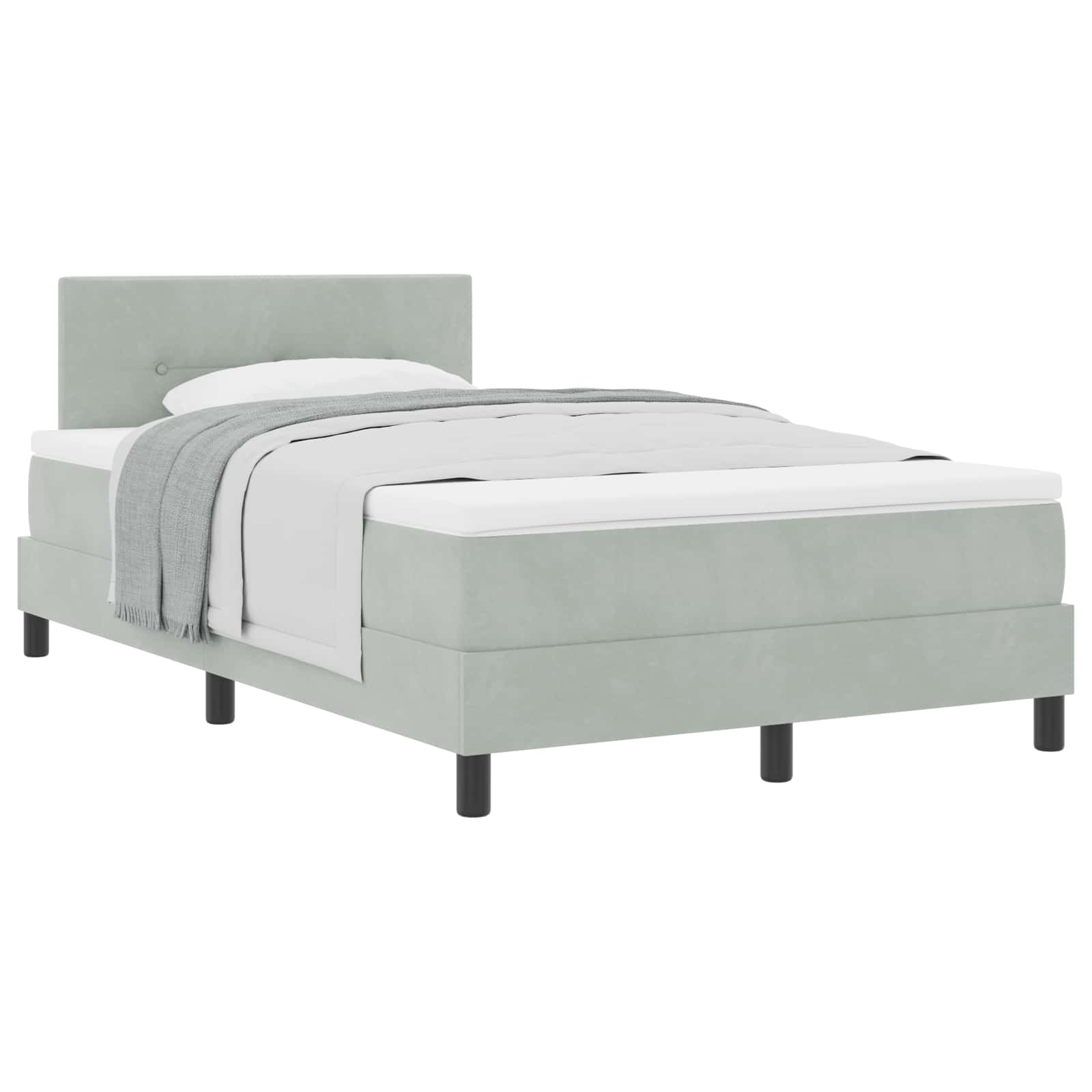 Cama tipo Box Spring Gris Claro 120 x 200 cm Terciopelo | Leroy Merlin