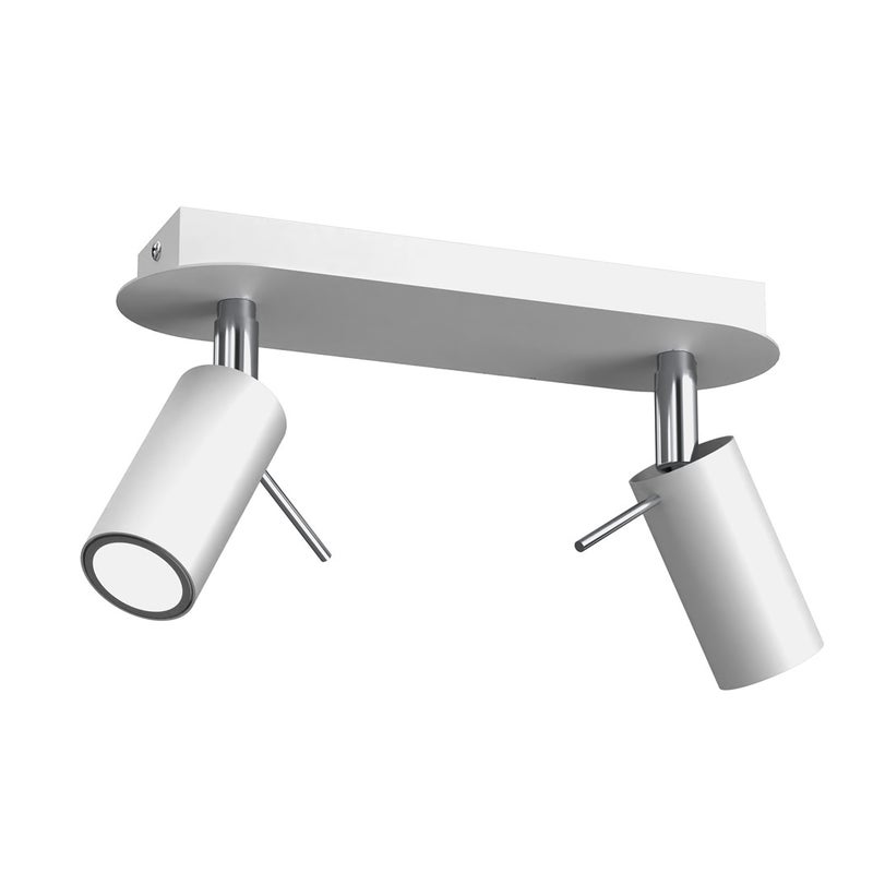 Reflektor sufitowy spot natynkowy Preston listwa biały chromowany 2xGU10x40W wym: 24 x 8 cm metal Milagro