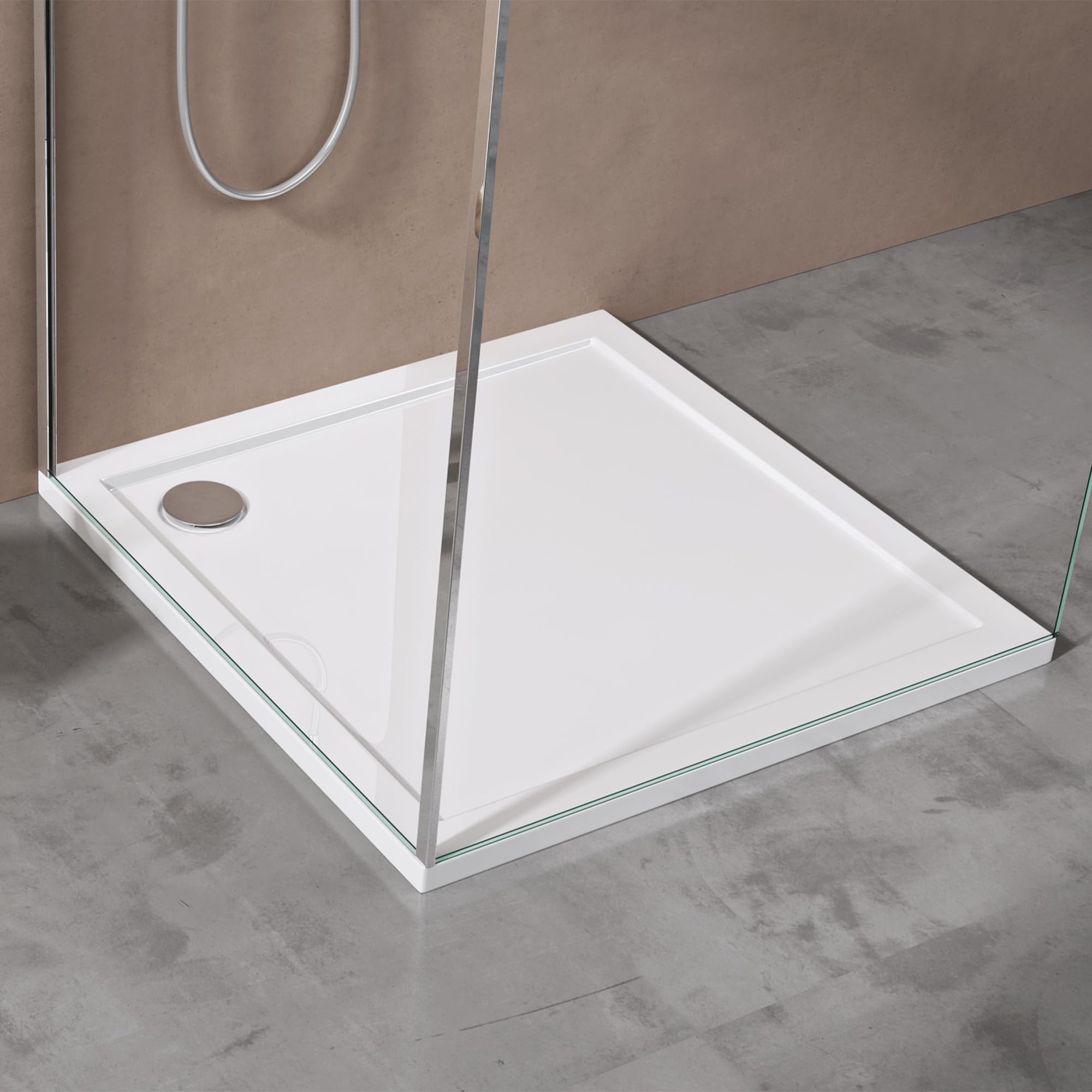 doporro Receveur de Douche Antiglisse Bac à Douche Carré Extraplat Acrylique Blanc Faro01 70x70x4cm - 2